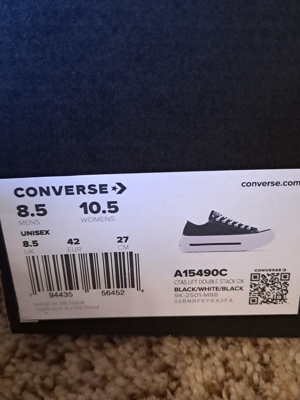 Chuck Taylor All Star Lift Double Stack Sneakers Women 10.5 Men 8.5 - Picture 9 of 9